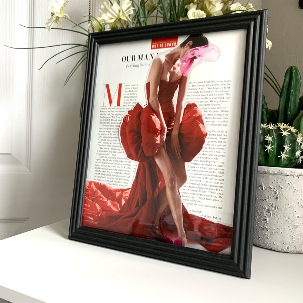 Red Dress Editorial Collage High Fashion Wall Art Bold Chic Statement Decor